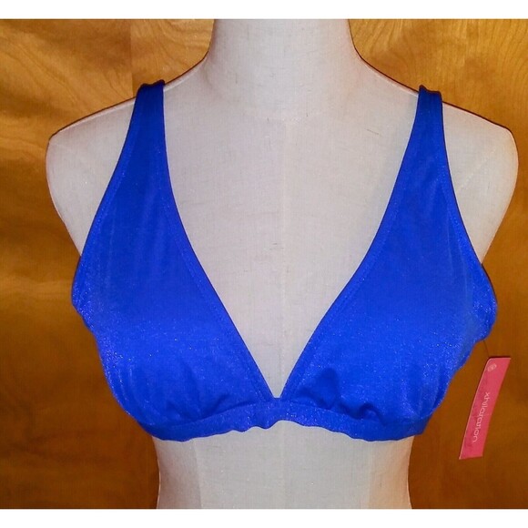 Xhilaration Women's Juniors' Swim Metallic Bralette Bikini Top, Blue Adjustable - Picture 2 of 16